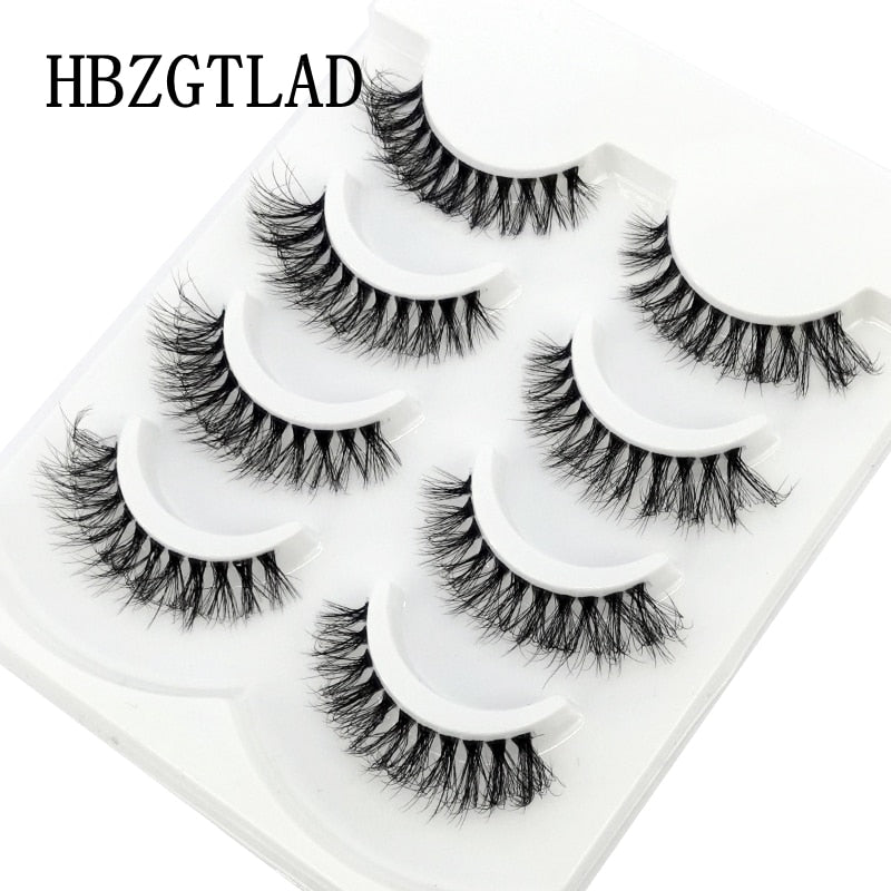 4 pairs 3D mink lashes natural long invisible thin band fake lashes curl transparent soft eyelashes