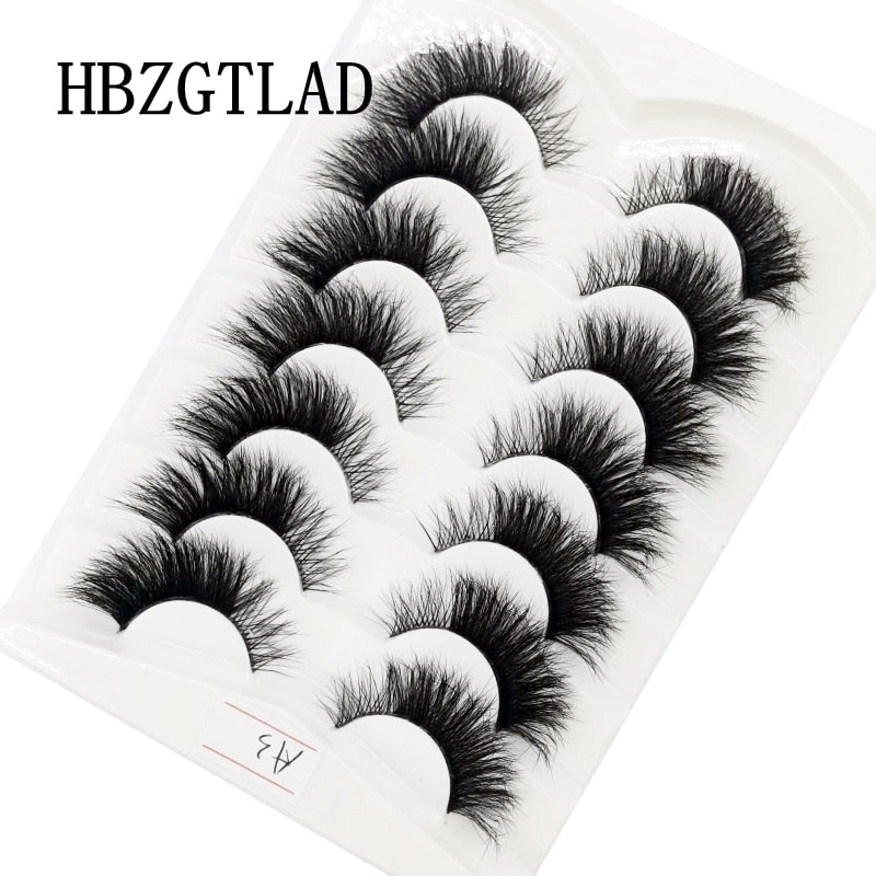 Clear Band Lashes Natural Long 3D Wispy Mink Eyelashes Lightweight Invisible Band Fluffy Eye Lashes 7 Pairs Fake Eyelashes
