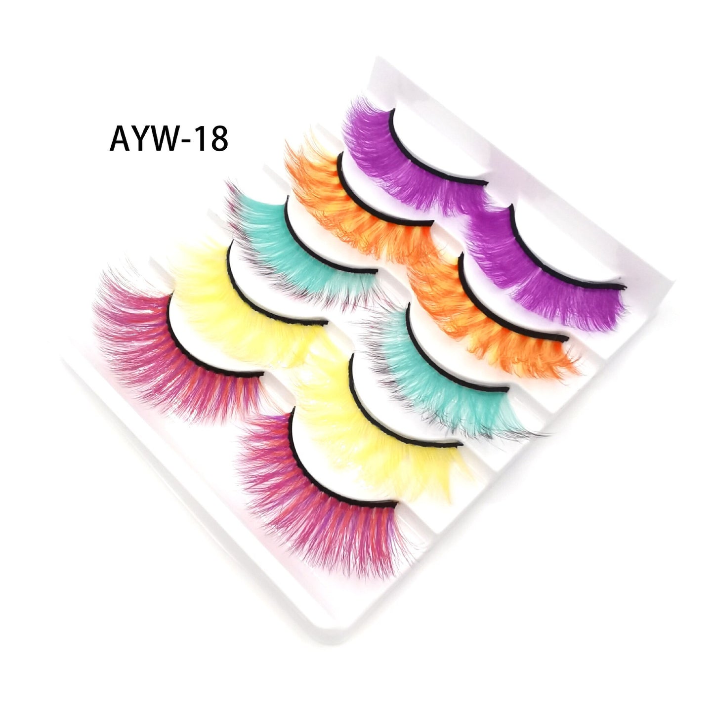 5 Pairs 3D White Mink Lashes Natural Long Thick Fluffy Colorful False Eyelashes Lash Extension