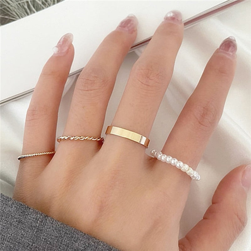 Vintage Bohemian Butterfly Gold Color Ring Sets Zircon Flower Leaf Open Rings for Women Simple Knuckle Accessories