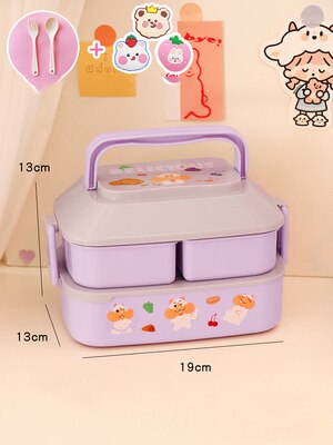 Kawaii Portable Lunch Box Girls School Kids Plastic Picnic Bento Box Microwave Food Box with Compartment Storage Container
