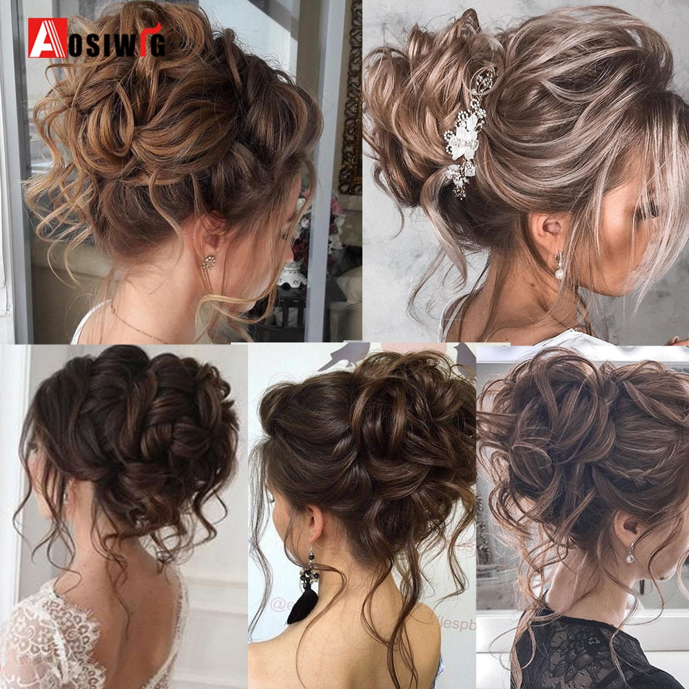 Synthetic Messy Chignon Scrunchies Natural Curly Hair Bun Pieces Fake False Hairpieces For Women Ponytail Extensions