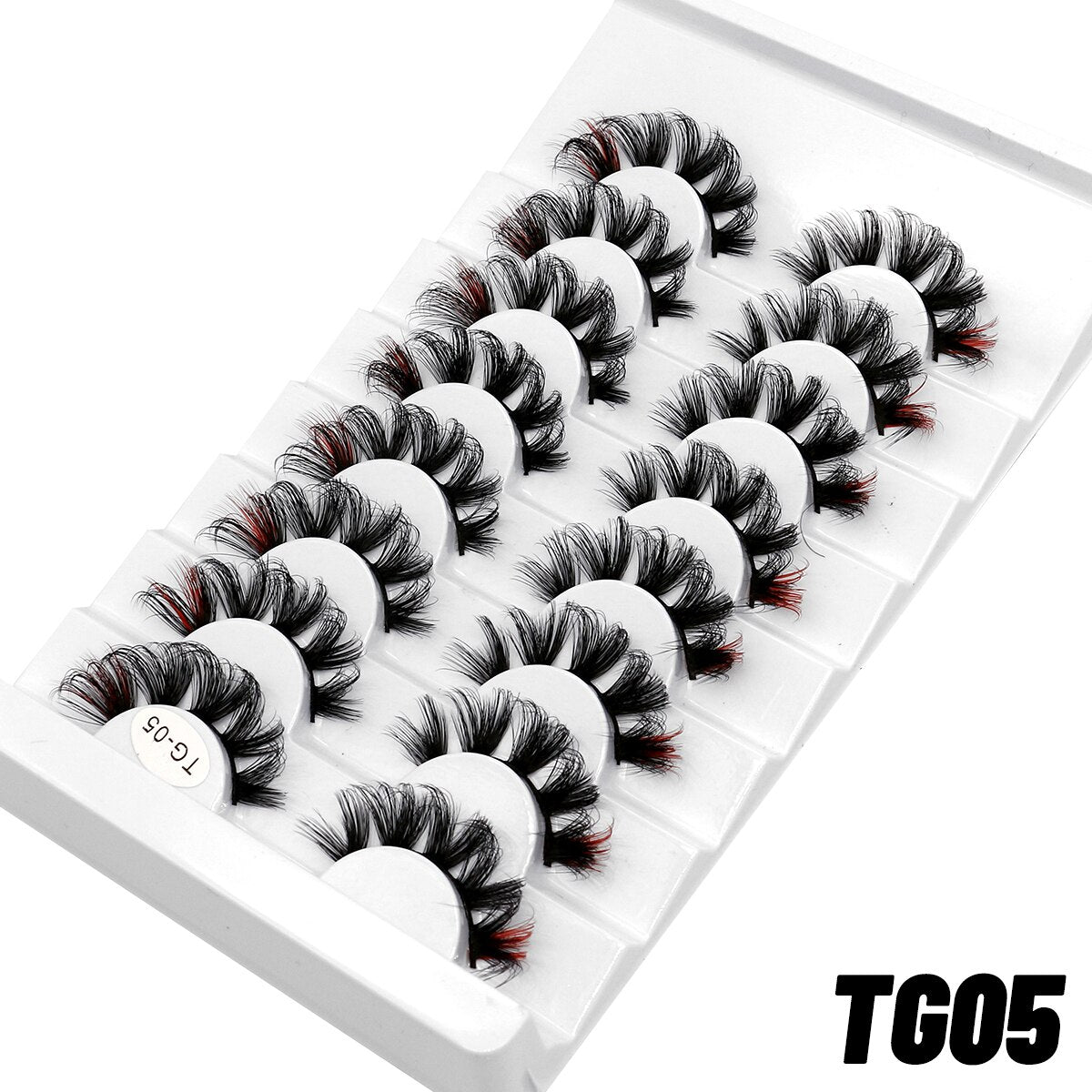 5/8pairs Colored Eyelashes Wispy Mink Lashes Natural Fluffy Cat Eye Lashes Strip 5D False Eyelashes Extension