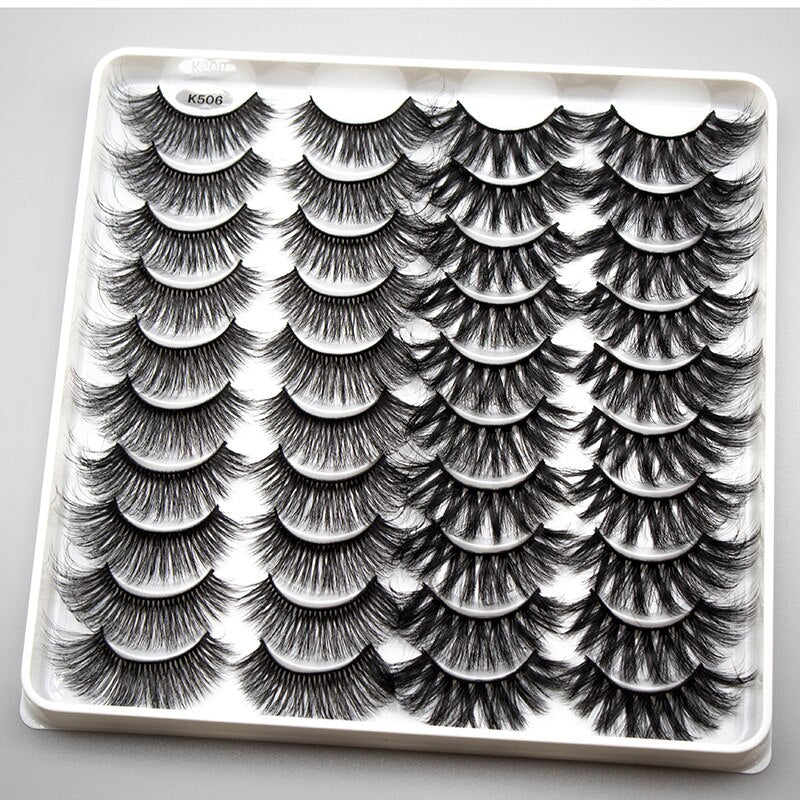 20 Pairs Mink Fluffy Lashes Eyelash Extension Natural False Eyelashes Dramatic Volume Lashes Reusable Lashes