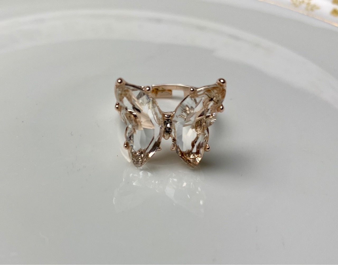 Crystal Butterfly Rings for Women Atmospheric Luxury Anillos Romantic Gift Alloy Ornaments