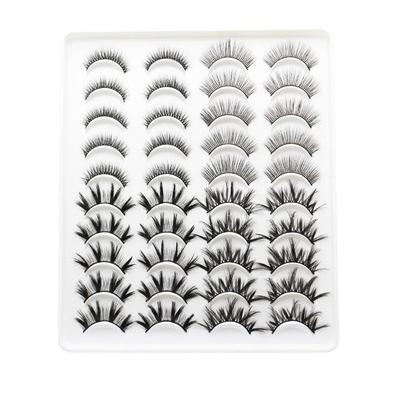 20 Pairs Mink Fluffy Lashes Eyelash Extension Natural False Eyelashes Dramatic Volume Lashes Reusable Lashes