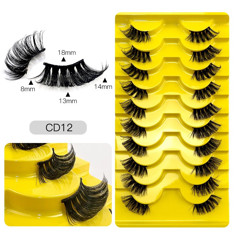 10pairs Half/full eye Mink Eyelashes Clear Band Eyelashes Crisscross Transparent Band False Eyelashes Dramatic Lashes Upper Lash