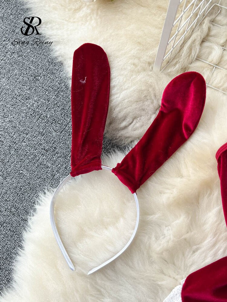 Velvet Sexy Slim Rompers Women Fashion Sleeveless Sweet Short Playsuits Ladies Cosplay Y2K Backless Bodysuits