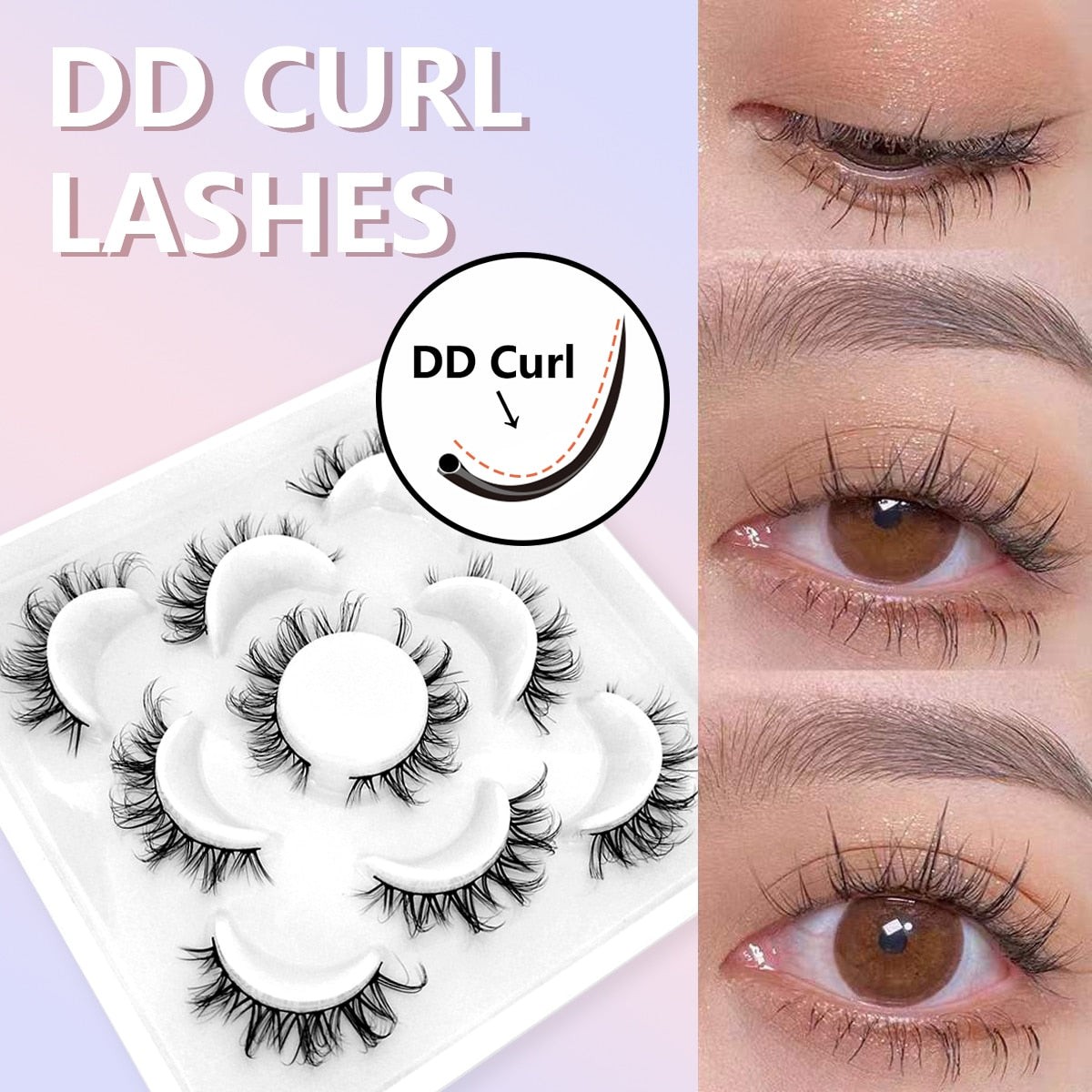 DD Curl 10-23mm Lashes 3D Mink Eyelashes Reusable Fluffy Strip Lashes eyelashes extensions