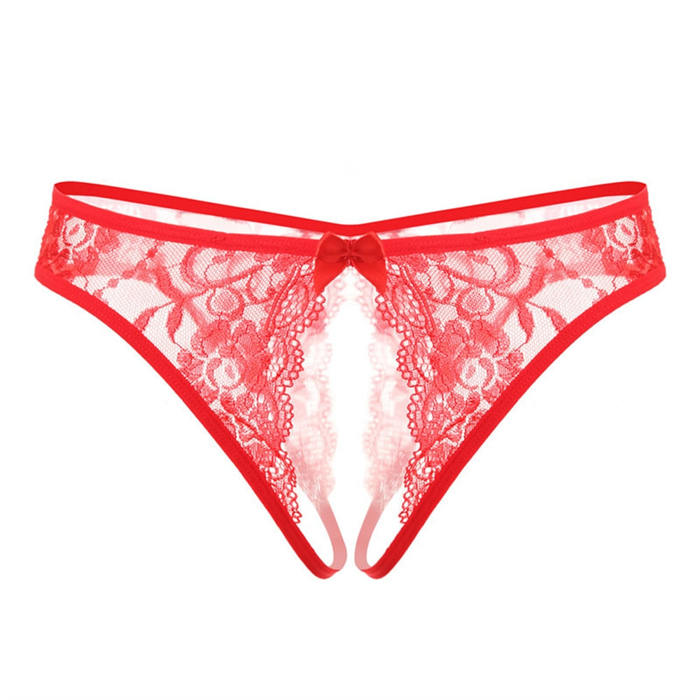 Women Transparent Panties Lace Underwear Hot Open Crotch Lingerie Perspective Female G-string Thong Exotic Low Waist Sexy