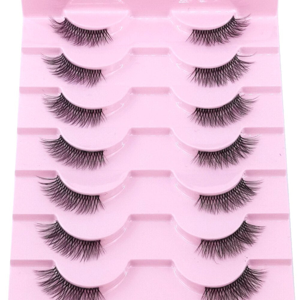 10Pairs Transparent Band Lashes Natural Long 3D Faux Mink False Eyelashes Handmade Fluffy Volume Eye Lash Cilios