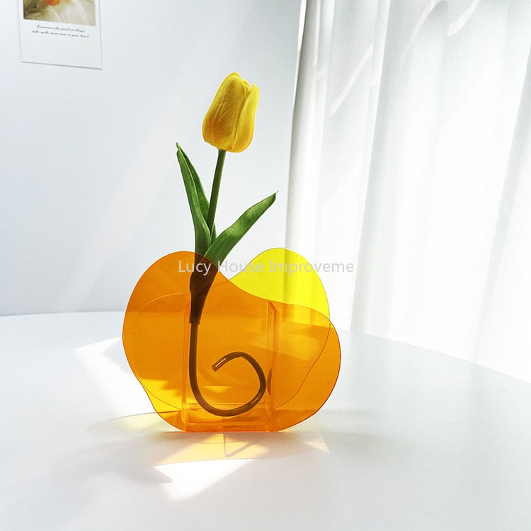 Rainbow Color Acrylic Vases Floral Container Decorative Home Office Decoration