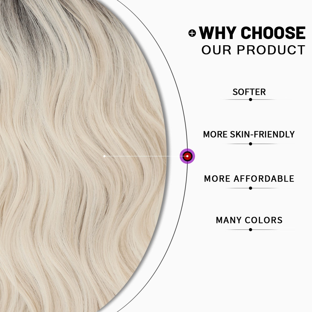 Ombre Blonde Short Bob Synthetic Wig For Women With Bangs White Gold Body Wave Cosplay Lolita Natural Heat Resistant Hair