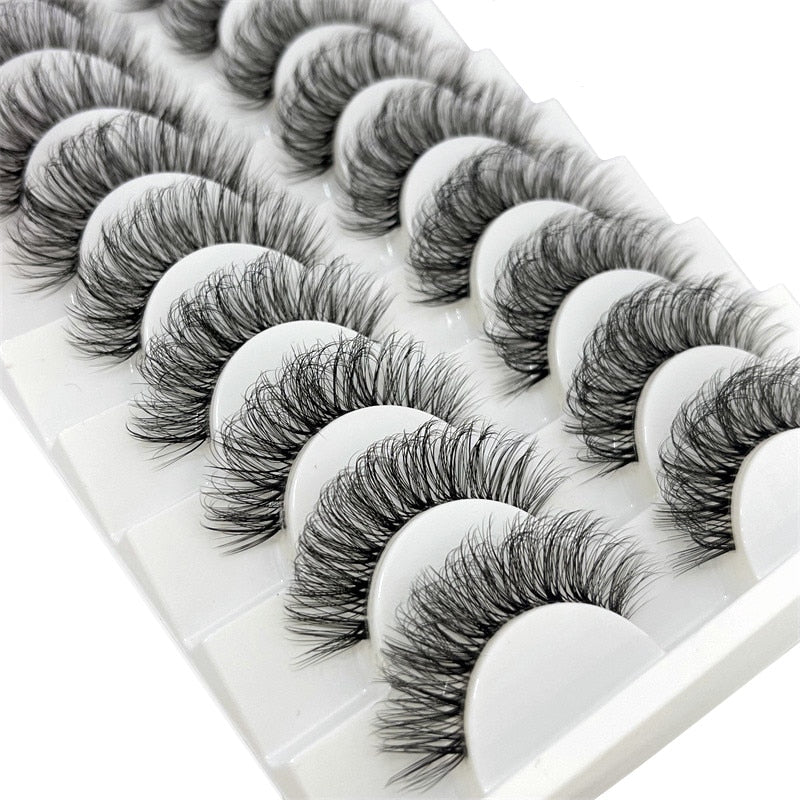 10 Pairs Mink Eyelashes Clear Band Eye Lashes Crisscross Transparent Band False Eyelashes Handmade Dramatic Lashes Upper Lashes