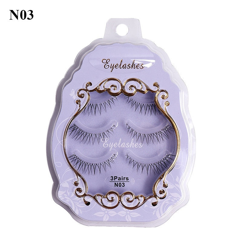 3 Pairs Mink Eyelashes Little Devil False Lash Extension Natural Fairy Wispy Lash Cross Curling Fairy False Eyelashes