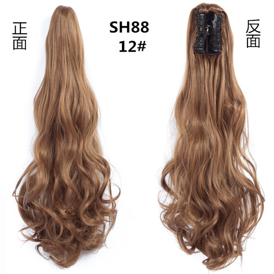 Synthetic Claw Clip Ponytail Extension Wavy Ponytail Long Straight Hair Ponytail Extension Clip Type Ladies Wig