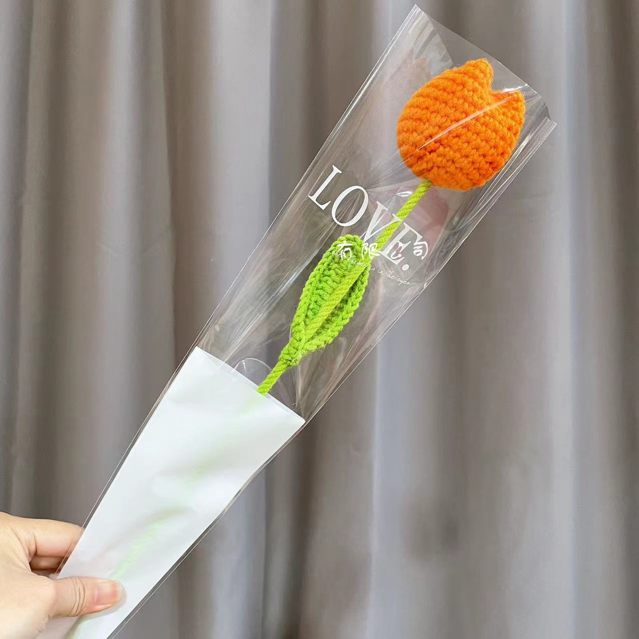 10pcs Hand-knitted Yarn Crochet Sunflower Bouquet Handmade Daisy Tulip Rose Decorative Home Creative Decorate