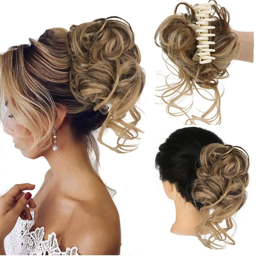 Synthetic Hair Bun Messy Scrunchies Hairpiece Accessories Claw Clip Chignon Curly Fake Hair Elastic Hair Band for Women