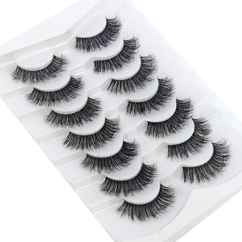 4/7 Pairs 3D Mink Lashes Natural Long Full Strip Lashes Transparent Short Mink EyeLashes Style False Eyelashes