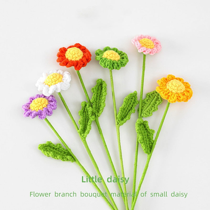 Knit Flower Lily Tulips Fake Flowers Bouquet Decoration Hand-woven Home Decorate Creative Knitting Flowers