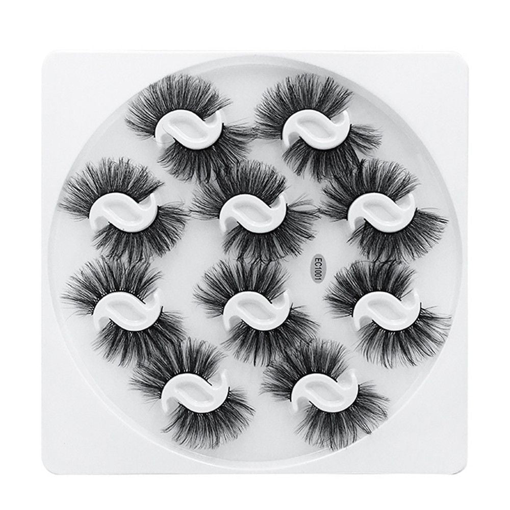 10 Pairs 6D Faux Mink Russian Strip Lashes D Curl Lash Extension 15-25mm Natural Soft Fluffy Eyelashes Reusable