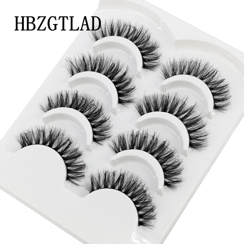 4 pairs 3D mink lashes natural long invisible thin band fake lashes curl transparent soft eyelashes