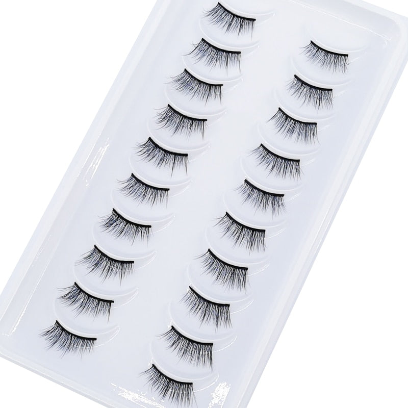 10 Pairs Crisscross Half Eye Lashes Natural False Eyelashes Handmade Faux 3D Mink Lashes Eyelash Extension