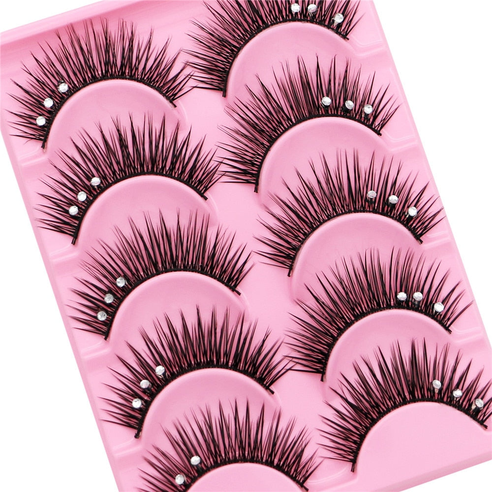 5 pairs Stage catwalk eyelash color flash drill performance Bushy three drill of fake eyelashes false lashes