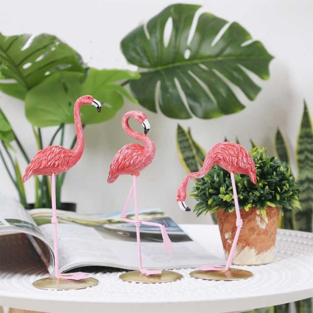Nordic Style Flamingo Figurine Decoration Fairy Garden Livingroom Office Home Decor Accessories