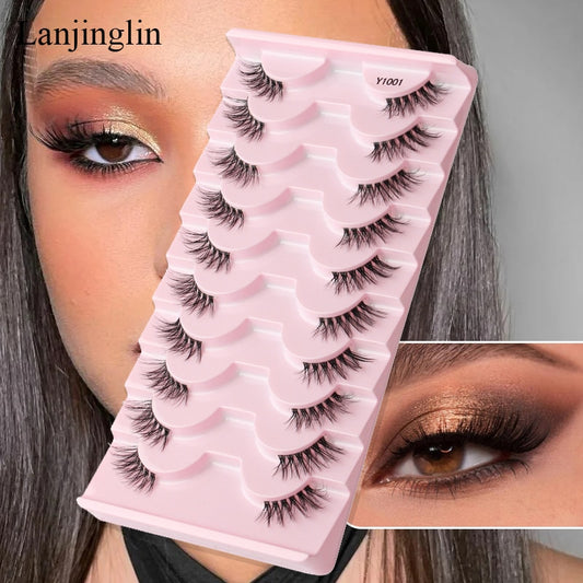 Half Eey Lashes 3/5/10 Pairs Faux Mink Lashes Natural False Eyelashes Wispy Fluffy Eyelash Extension