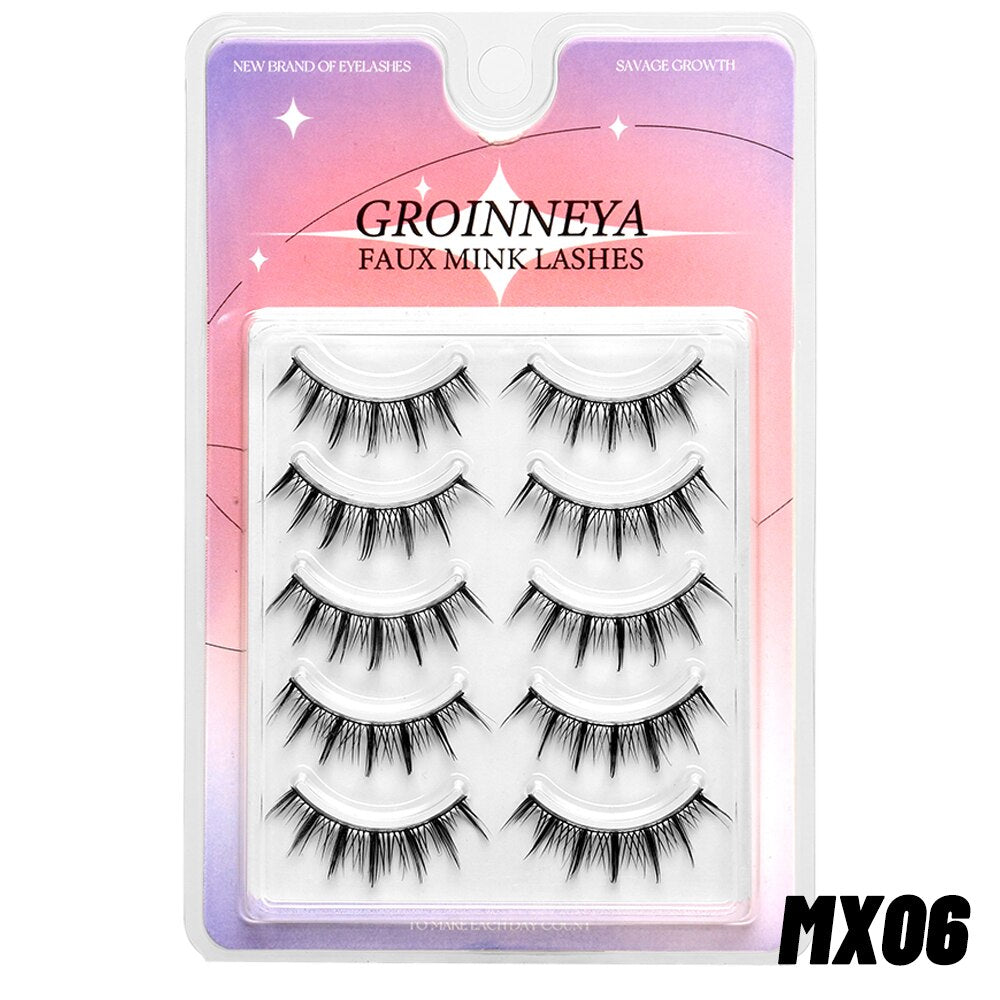 Manga Lashes 5 pairs Natural False Eyelashes Individual Clusters Wispy Mink Eye Lashes cosplay