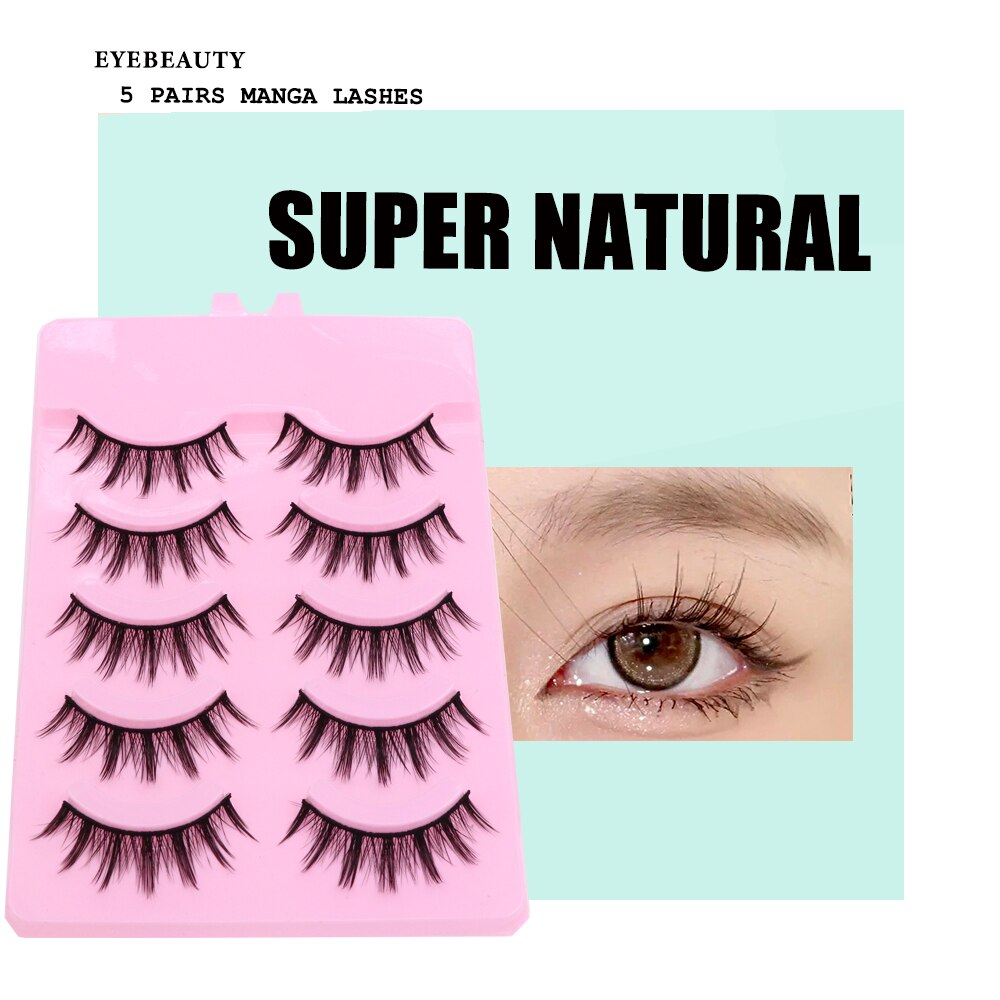 5 Pair Manga Lashes Little Devil Anime Cosplay Natural Wispy Fairy Cross Lashes Manga Fake Eyelashes