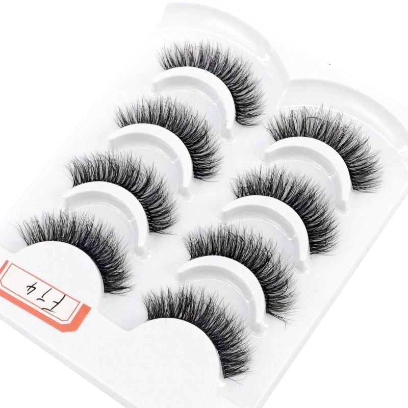 4/7 Pairs 3D Mink Lashes Natural Long Full Strip Lashes Transparent Short Mink EyeLashes Style False Eyelashes