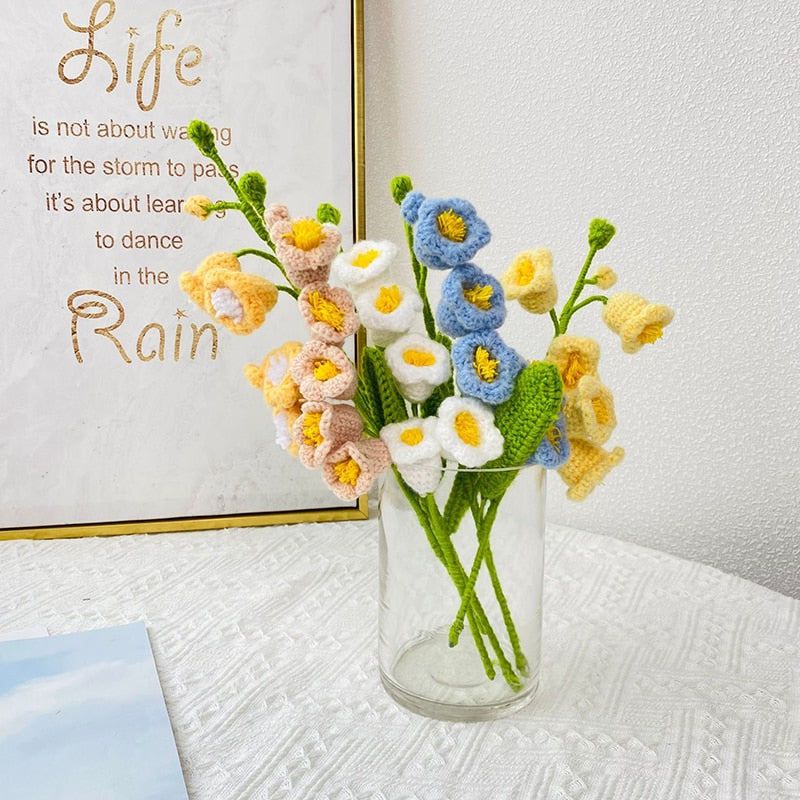 1pcs Hand-Knitted Flower Daisy Flower Lavender Sunflower Knitting Flower Knit Home Decor