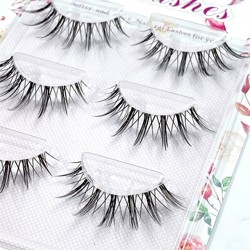 Transparent Terrier 3 Pairs 3D Mink EyeLashes False Lashes Thick EyeLash Lashes Natural Soft Fake EyeLashes