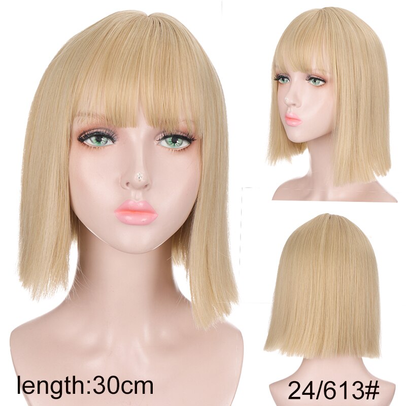Synthetic Short Water Wave Cosplay Bob Wig with Bangs Heat-resistant Fiber Lolita Wigs For Women Daily Wear