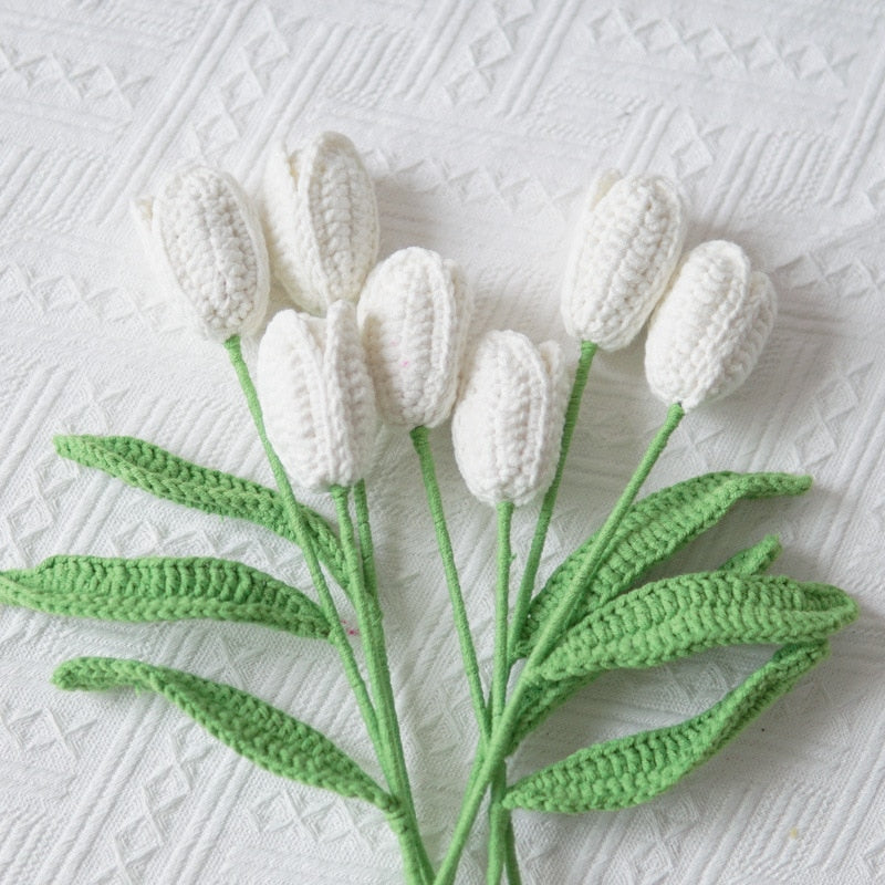 knitting Rose Flower Daisy Bouquet Sunflower Hand-Knitted Fake Flower knit flower Home Creative Decorate Gift
