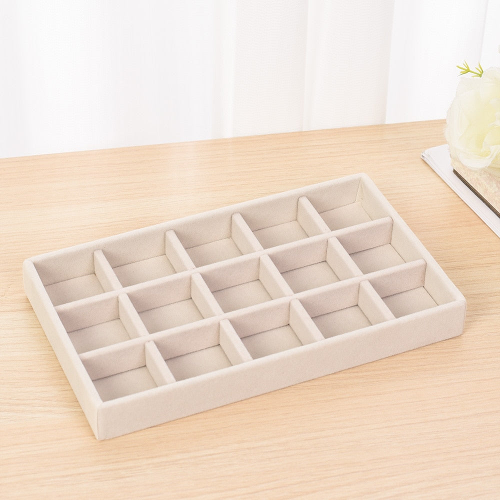 Flannelette Jewelry Display Stackable Exquisite Jewellery Holder Portable Ring Earrings Necklace Organizer Box Organizator