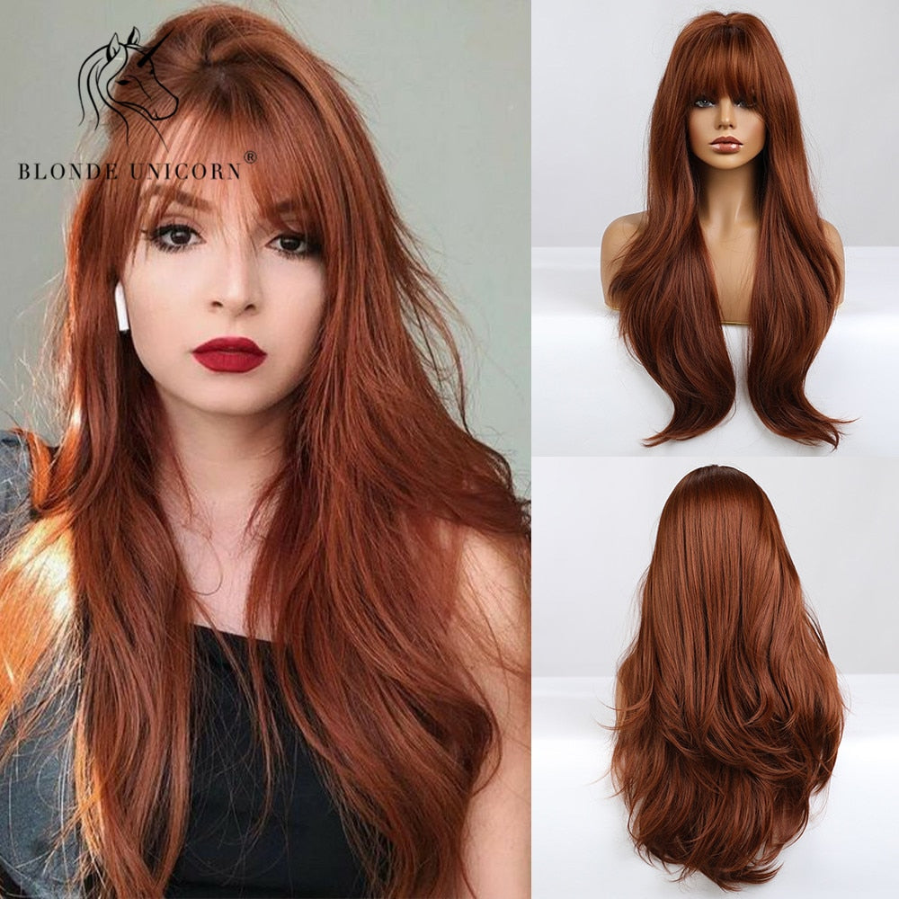 Blonde Unicorn Synthetic Long Wavy Wig Ombre Purple to Blue For WOMEN Cosplay halloween Wigs Heat Resistant Fiber Bangs Hair