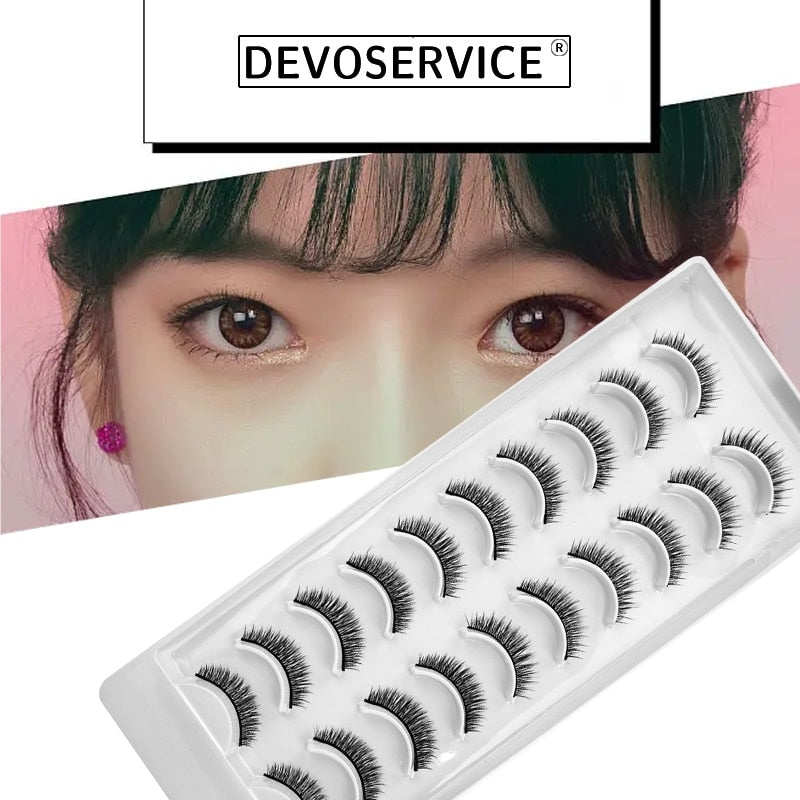 10 Pairs Natural 3d Faux Mink False Eyelashes Dense Curls Slim Short Lashes Cosplay Dramatic Eyelashes