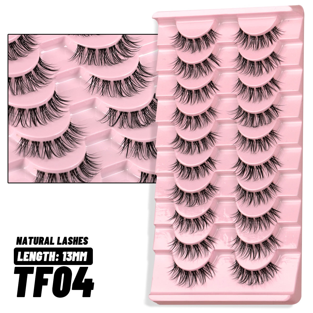 Clear Band Lashes Natural Look Wispy Mink Eyelashes Fluffy 16mm Cat Eye Lashes Pack 5D 10 Pairs Fake Eyelashes