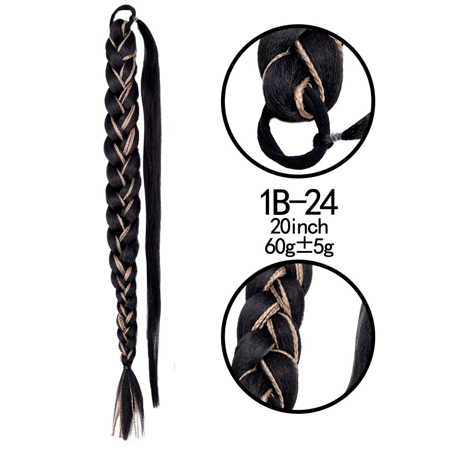 Synthetic Heat Resistant Braided Fishtail Fishbone Drawstring Ponytail Hairpiece Blonde Hair Extensions For Woman