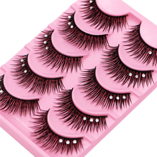 5 pairs Stage catwalk eyelash color flash drill performance Bushy three drill of fake eyelashes false lashes