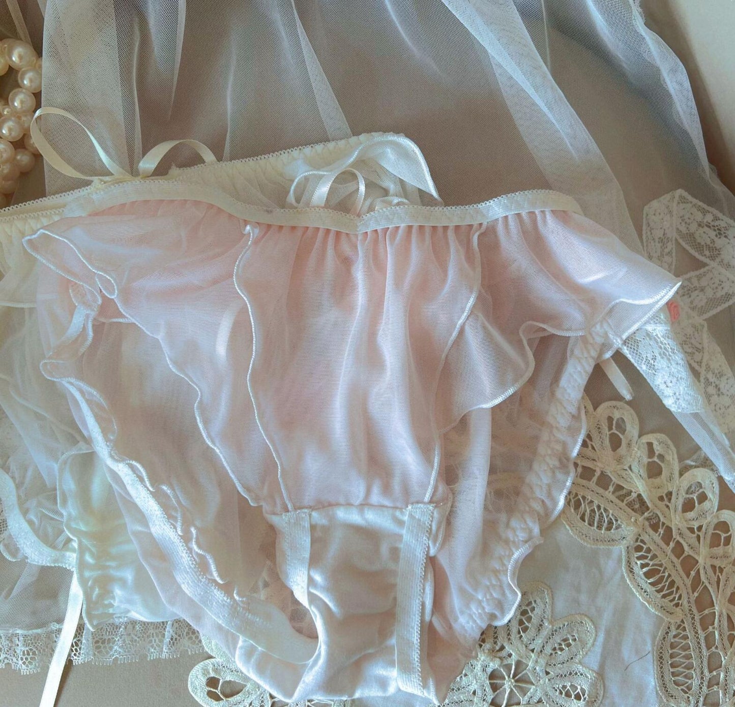 100% Real Photos Lolita Cute Kawaii Fashion Ruffles Mesh Panties Brief Underwear Lingerie