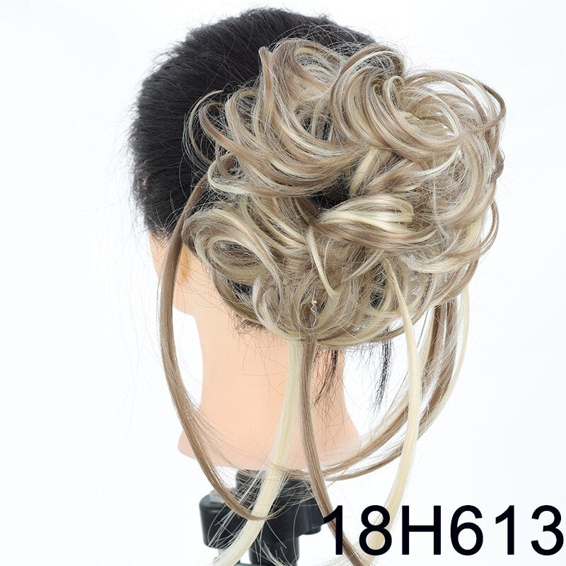 Synthetic Messy Chignon Scrunchies Natural Curly Hair Bun Pieces Fake False Hairpieces For Women Ponytail Extensions