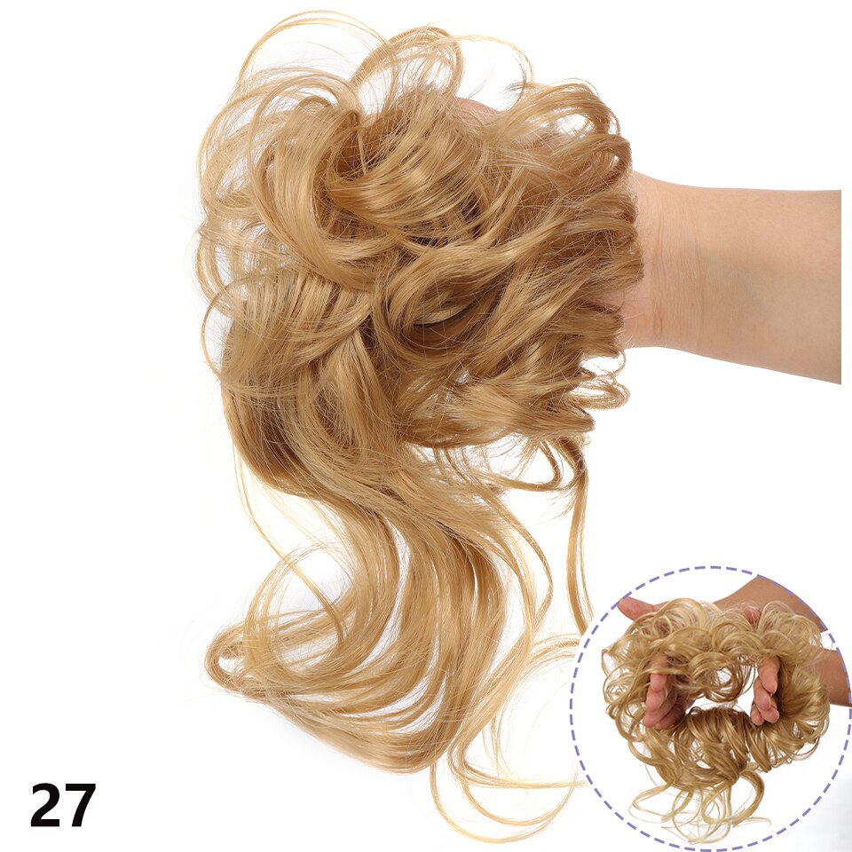 Synthetic Hair Bun Messy Scrunchies Hairpiece Accessories Claw Clip Chignon Curly Fake Hair Elastic Hair Band for Women