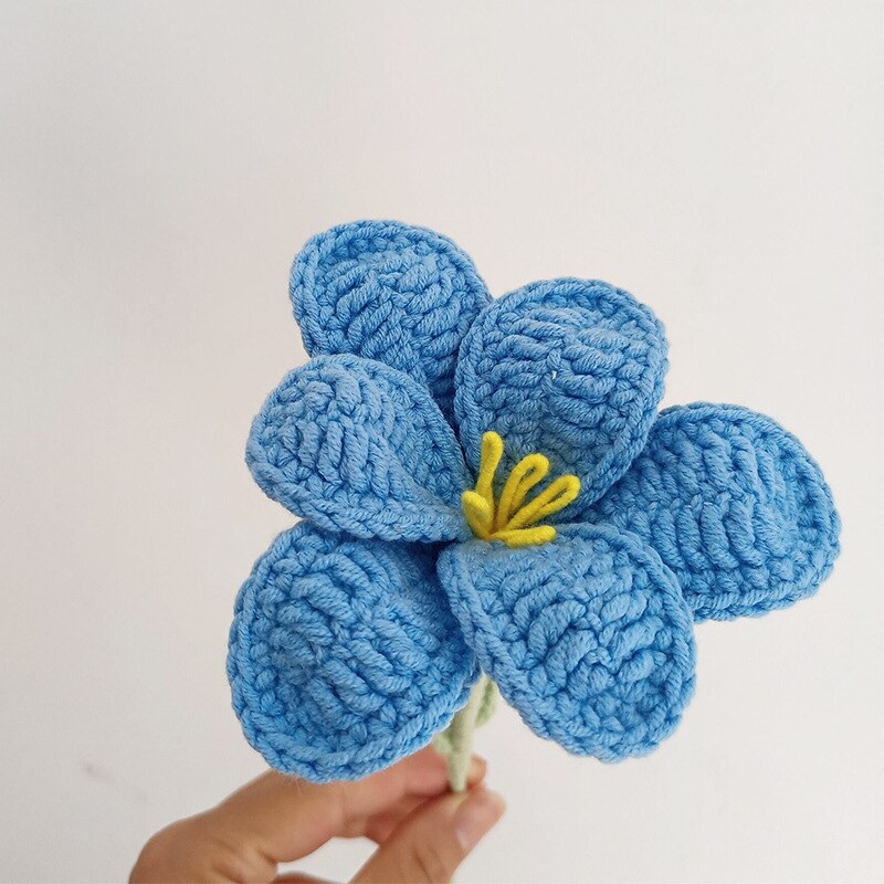 Finished Hand-Knitted Tulips Bouquet Handmade Crochet Fake Flowers for Home Decorate Handmade
