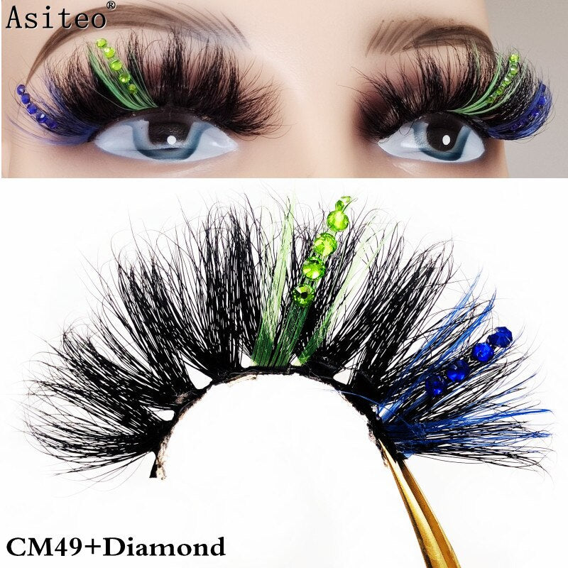 25mm Fluffy Diamond Ombre Colored Mink Lashes 5D Natural Volume Colorful Vegan Eyelashes Makeup