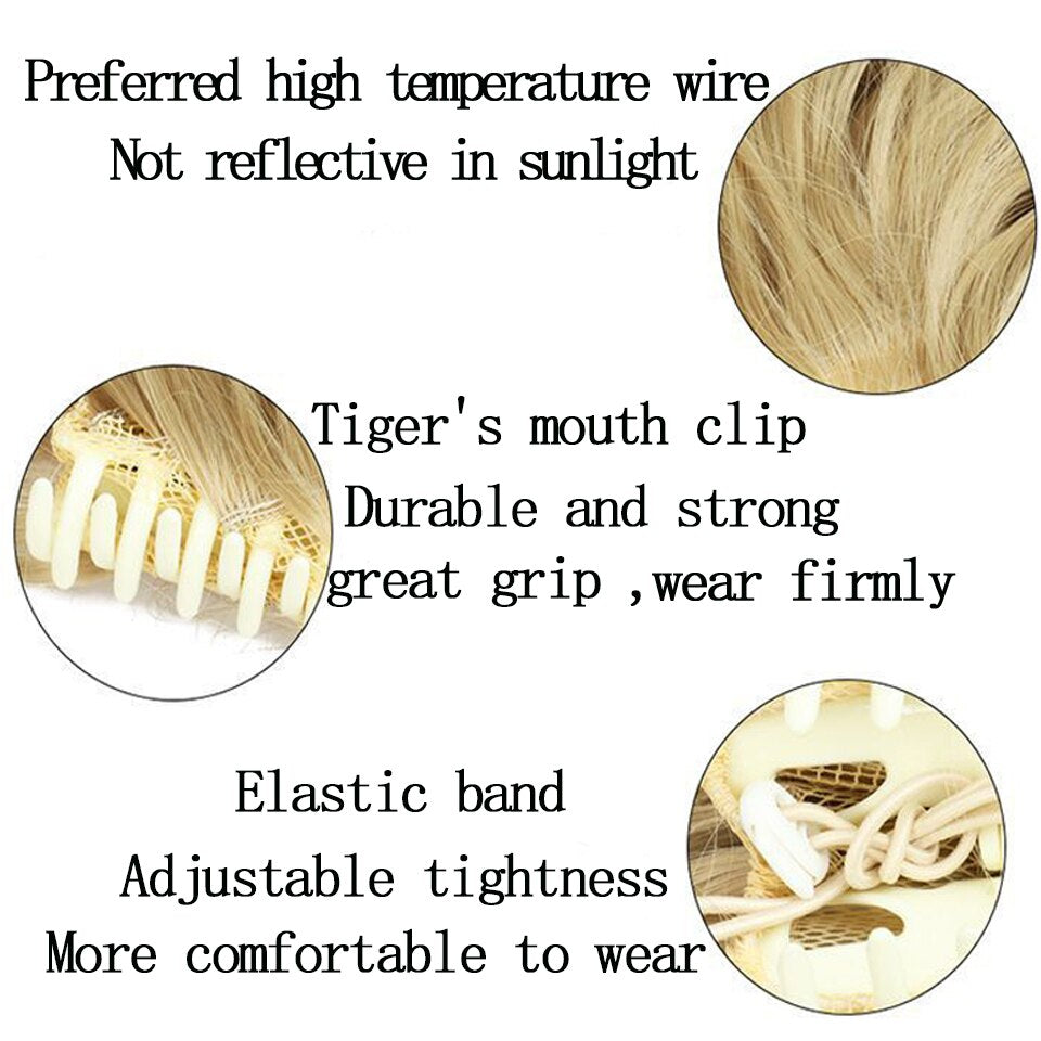 Synthetic Claw Clip Ponytail Extension Wavy Ponytail Long Straight Hair Ponytail Extension Clip Type Ladies Wig