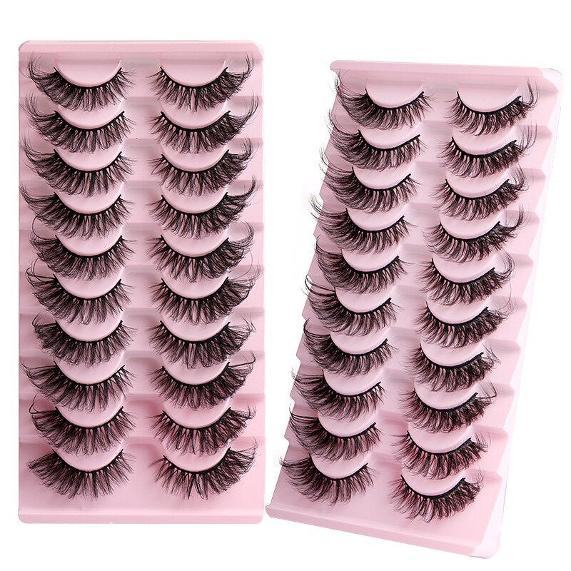 Cat Eye Lashes 10 Pairs Natural Fluffy Messy False Eyelashes Dramatic Tapered Foxy Faux Mink Lashes Cils